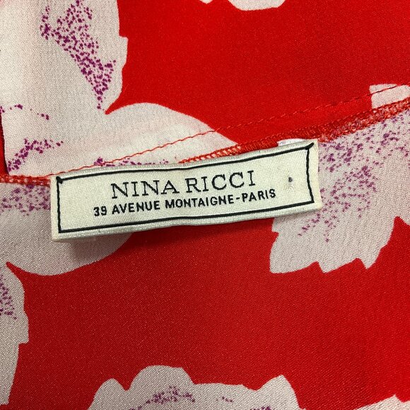 Nina Ricci Red Multi Floral Sleeveless Silk Dress - Picture 4 of 5